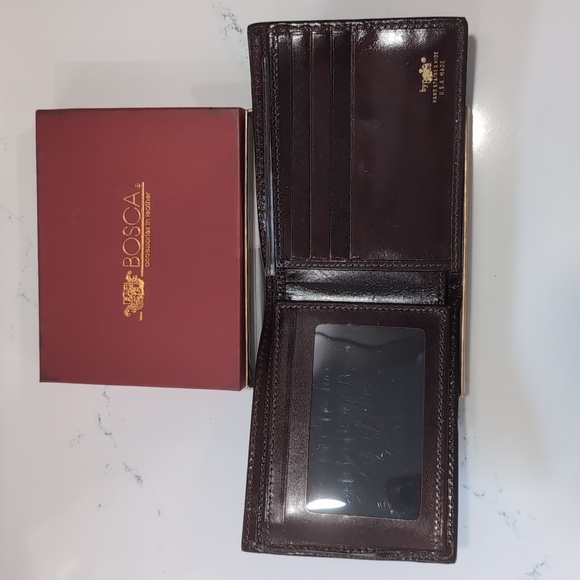Bosca Dark Brown Leather Bifold Wallet NWOT - Picture 3 of 8